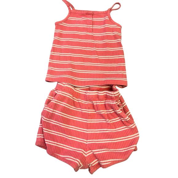 HANNA‎ Andersson Girls 2 Piece Outfit Set, Sz 4, Cami/Shorts Watermelon Pink GUC - Picture 1 of 6